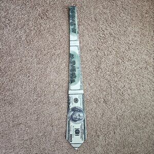 Vtg Money Print Novelty Tie $100 Bill Design A. Rogers Handmade